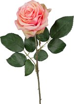 Viv! Home Luxuries Roos - zijden bloem - perzik met groen - topkwaliteit