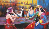 3D art Metaalschilderij - 3 Dames aan de bar - handgeschilderd - 150 x 105 cm