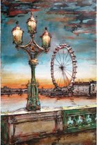 3D art Metaalschilderij - Londen Eye - handgeschilderd - 80 x 120 cm