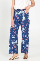 Cassis - Female - Wijde broek met bloemenprint  - Koningsblauw