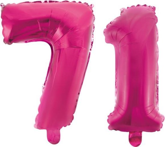 Folieballon 71 jaar roze 41cm