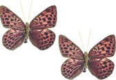 18x Kerstboomversiering vlinders op clip rood/bruin/goud 10 cm - kerstfiguren - vlinders kerstornamenten