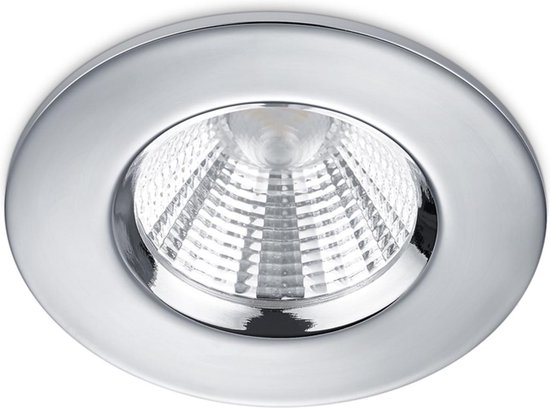 LED Spot - Inbouwspot - Trion Zagrona - 5W - Waterdicht IP65 - Dimbaar - Warm Wit 3000K - Glans Chroom - Aluminium - Rond