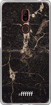Nokia 7 Plus Hoesje Transparant TPU Case - Dark Golden Marble #ffffff