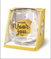 Wijnglas - Waterglas - Speciaal voor jou… -Gevuld met verpakte Italiaanse bonbons -  In cadeauverpakking met gekleurd lint