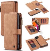 CaseMe - iPhone 11 Pro Max hoesje - Wallet Book Case met Ritssluiting - Bruin