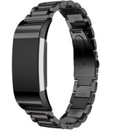 Metaal schakel bandje Zwart- geschikt voor Fitbit Charge 2