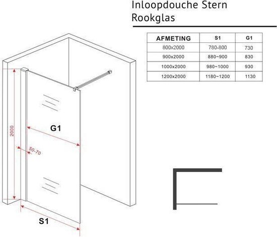 Inloopdouche Stern - 100x200cm - Rookglas Chroom Profiel 10mm  Veiligheidsglas - Easy Clean | bol.com