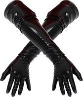 LateX – Latex Lange Handschoenen met Strakke Pasvorm Perfecte Accessoire voor Fetish Outfit Maat S – Zwart