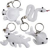 Figurines en textile avec porte-clés, taille 4-8 cm, 4 pièces, blanc