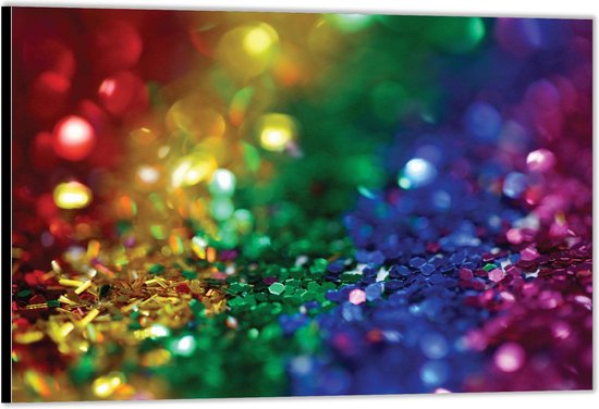 Dibond –Gekleurde Glitters– 150x100 Foto op Aluminium (Met Ophangsysteem)