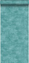Papier peint intissé HD aspect béton lisse turquoise - 138908 de ESTAhome
