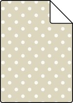 Proefstaal ESTAhome behangpapier stippen glanzend beige - 115739 - 26,5 x 21 cm