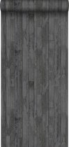 papier peint intissé peinture craie vintage planches de bois de rebut noir et marron - 128841 ESTAhome