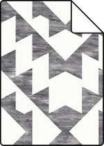 Proefstaal ESTAhome behang Marrakech aztec tapijt zwart en mat wit - 148677 - 26,5 x 21 cm
