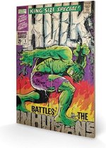MARVEL - Printing on wood 40X59 - Hulk Battle Humans