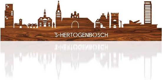Skyline 's-Hertogenbosch Palissander hout - 80 cm - Woondecoratie - Wanddecoratie - Meer steden beschikbaar - Woonkamer idee - City Art - Steden kunst - Cadeau voor hem - Cadeau voor haar - Jubileum - Trouwerij - WoodWideCities