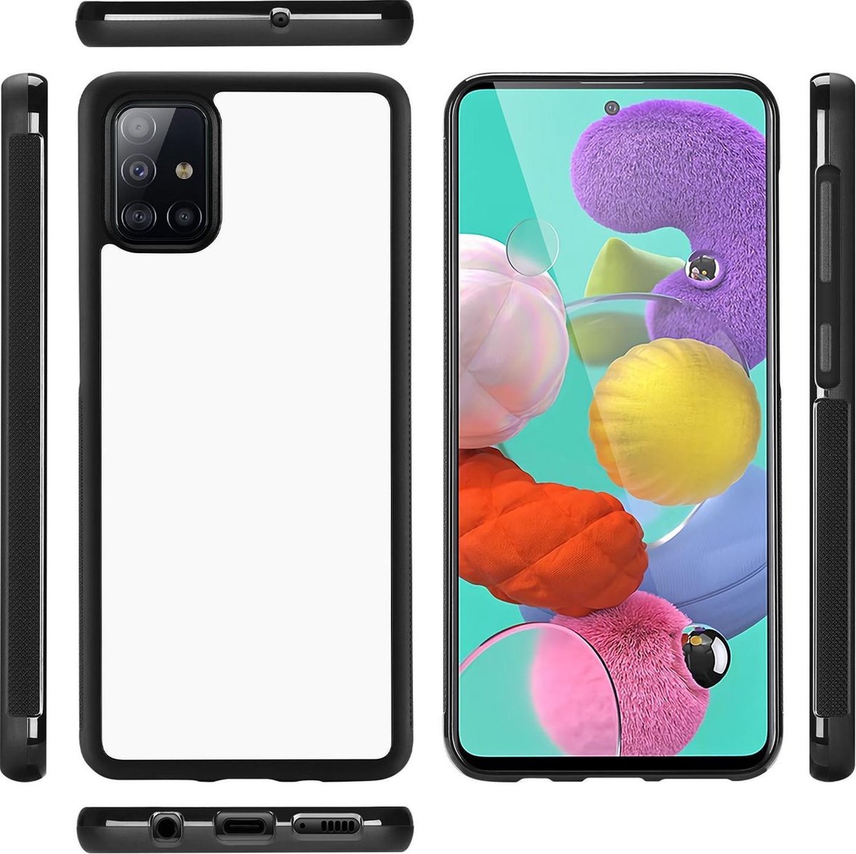 Samsung A51 Hoesje TPU Gripcase Zwart/wit