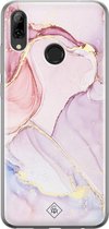 Huawei P Smart 2019 hoesje siliconen - Marmer roze paars | Huawei P Smart (2019) case | paars | TPU backcover transparant