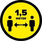 Corona Vloersticker – 42 cm x 42 cm – 1 stuks – Geel met Zwart - Veiligheidszone - Houd afstand - Covid-19