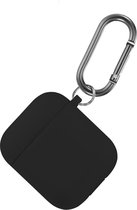 Airpods hoesje met Haak - Siliconen beschermhoesje voor de Apple AirPods oplaadcase - Zwart