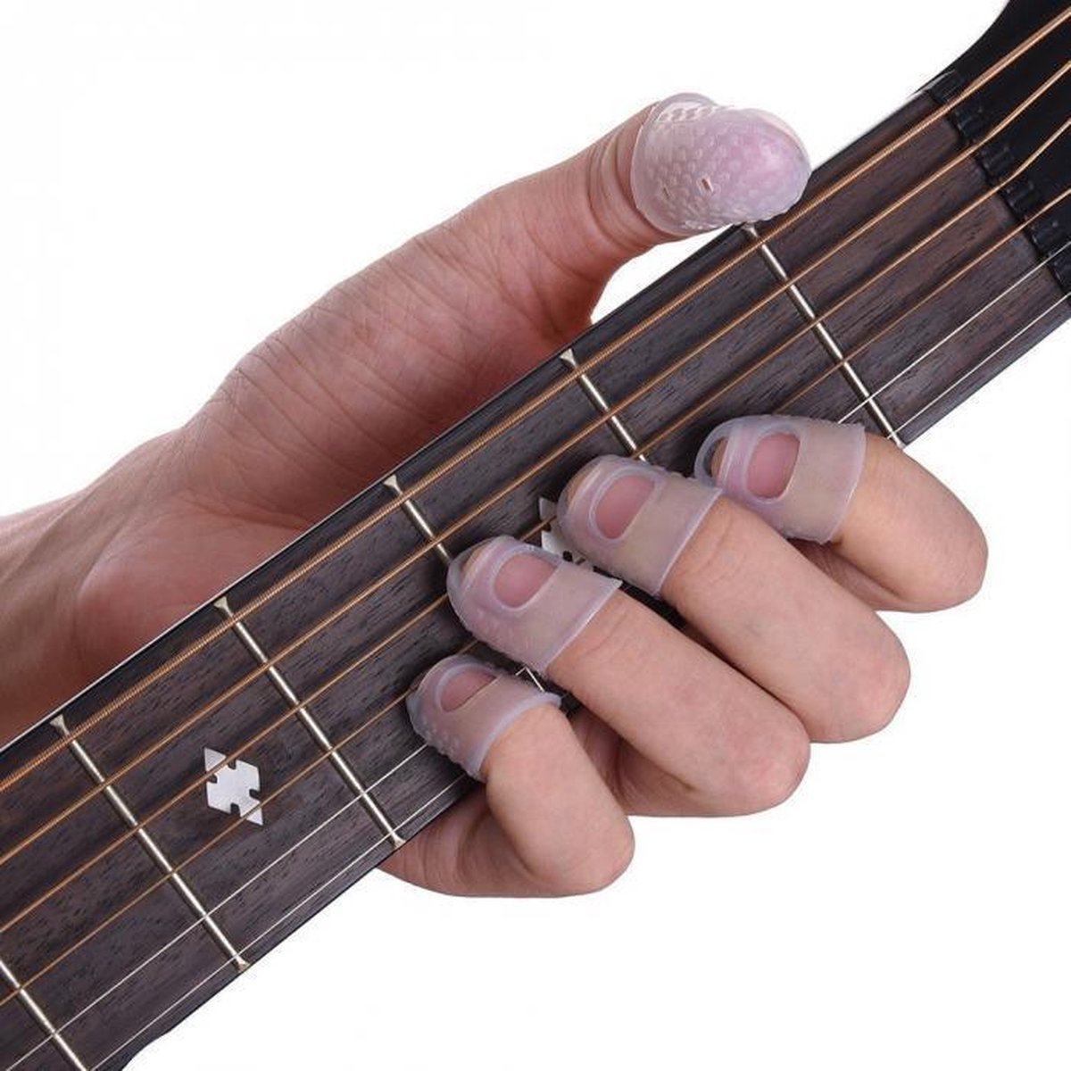 4 pièces/ensemble Silicone guitare Protection du bout des doigts