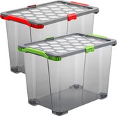 Rotho opbergbox EVO TOTAL 65 l antraciet & rood