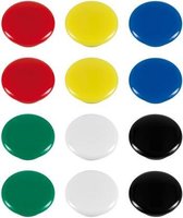 Magneet Westcott assorti kleurpak à 12st. Ø 20x8mm. assorti kleuren. cap: 4-6 A4 a 80gram
