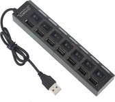 7 poorten LED USB 2.0 Adapter Hub aan/uit Schakelaar PC Laptop