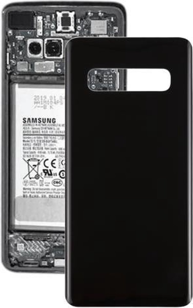 Samsung Galaxy S10 Back Cover Glas / Glasplaat Achterkant + Plakstrip|Zwart / Black|Reparatie onderdeel