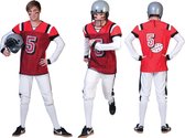 Funny Fashion - Rugby & American Football Kostuum - American Football Highschool Quarterback - Man - Rood - Maat 56-58 - Carnavalskleding - Verkleedkleding