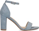 Manfield - Dames - Lichtblauwe suède sandalen met hak - Maat 37