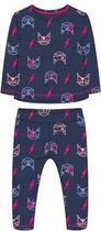 Woody Meisjes Pyjama Blauwe Katjes All-Over Print Blauw 9m