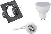 LED Spot Set - Aigi - Trion - GU10 Fitting - Inbouw Vierkant - Mat Zwart - 8W - Helder/Koud Wit 6400K - Kantelbaar 80mm - BSE