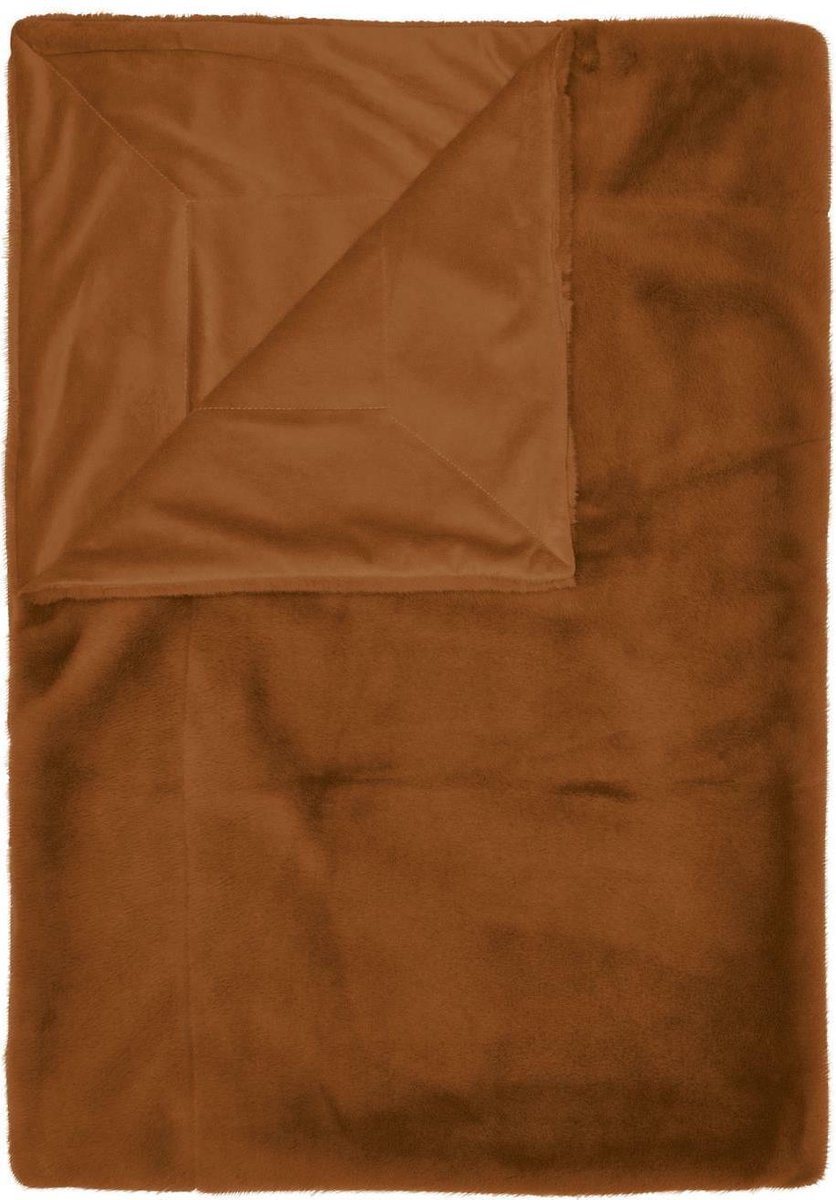 ESSENZA Furry Plaid Leather brown - 150x200 cm