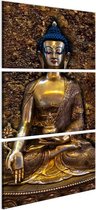 Schilderij - Schat van het Boeddhisme,  Bruin , 3luik