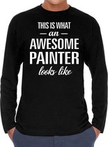 Awesome painter / schilder cadeau t-shirt long sleeves heren L