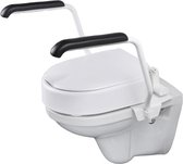 Luxe toiletbeugelset met 10 cm vaste verhoger en armleggers 35 cm RVS wit