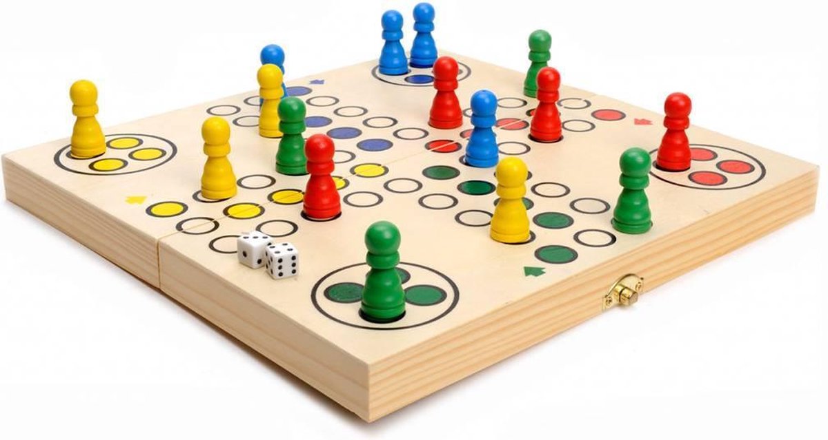 Ludo Opklapbaar Hout – Reisspel 30 x 30 cm – Met Opbergvak – Klassiek Familiespel voor 4 Spelers – Bordspel voor Thuis & Onderweg – Engelhart — afbeelding 11