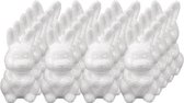 20x Piepschuim konijnen/hazen decoraties 8 cm hobby/knutselmateriaal - Knutselen DIY mini konijn/haas beschilderen - Pasen thema paaskonijnen/paashazen wit