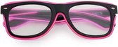 Freaky Glasses® - Neon spacebril zwart - Lichtgevende bril - LED brillen - Feestbril - Party - Festival - Rave - neon roze