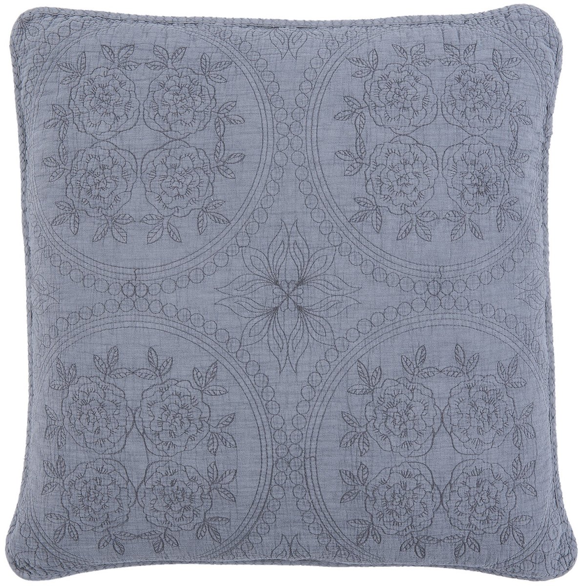 Clayre & Eef Kussenhoes Stonewashed Q181.020G 40*40 cm Grijs Katoen Vierkant  Sierkussenhoes  Kussen hoes
