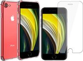 Hoesje geschikt voor iPhone SE 2022 / SE 2020 / 8 / 7 - Anti Shock Proof Siliconen Back Cover Case Hoes Transparant - Tempered Glass Screenprotector