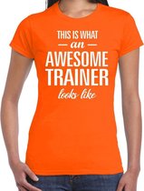 Awesome trainer cadeau t-shirt oranje dames S