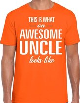 Awesome Uncle / oom cadeau t-shirt oranje heren L