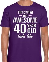 Awesome 40 year / 40 jaar cadeau t-shirt paars heren S