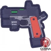 Pistol with tactical light red PVC patch embleem met klittenband