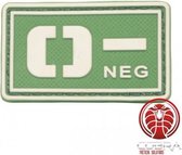 O- NEG 3D PVC Militaire bloedgroep patch embleem groen fluo met klittenband