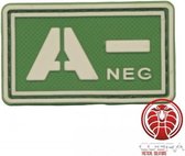 A- NEG 3D PVC Militaire bloedgroep patch embleem groen fluo met klittenband