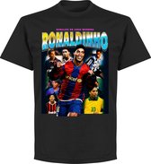Ronaldinho Old-Skool Hero T-Shirt - Zwart - XXL